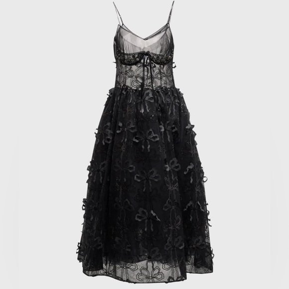 Simone Rocha Dresses & Skirts - Simone Rocha Bow Sequin Embroidered Sheer Tutu Midi Dress